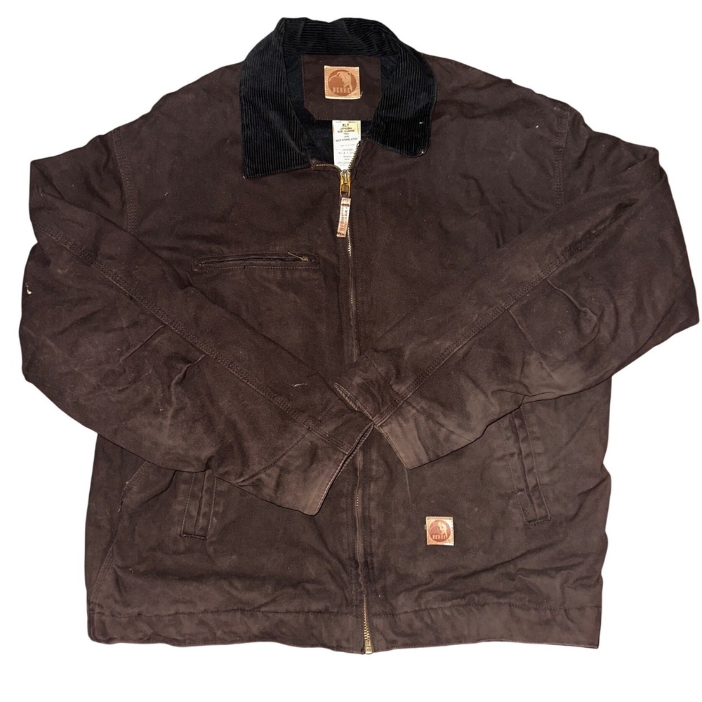 Berne Mens Canvas Work Jacket Dark Brown Corduroy Collar J374DBN XL Tall XLT